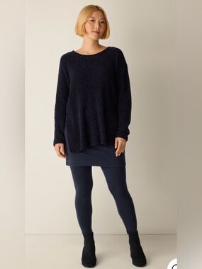 Eileen Fisher Skirted Leggings XS Black Stretch Jersey Knit skirted leggings